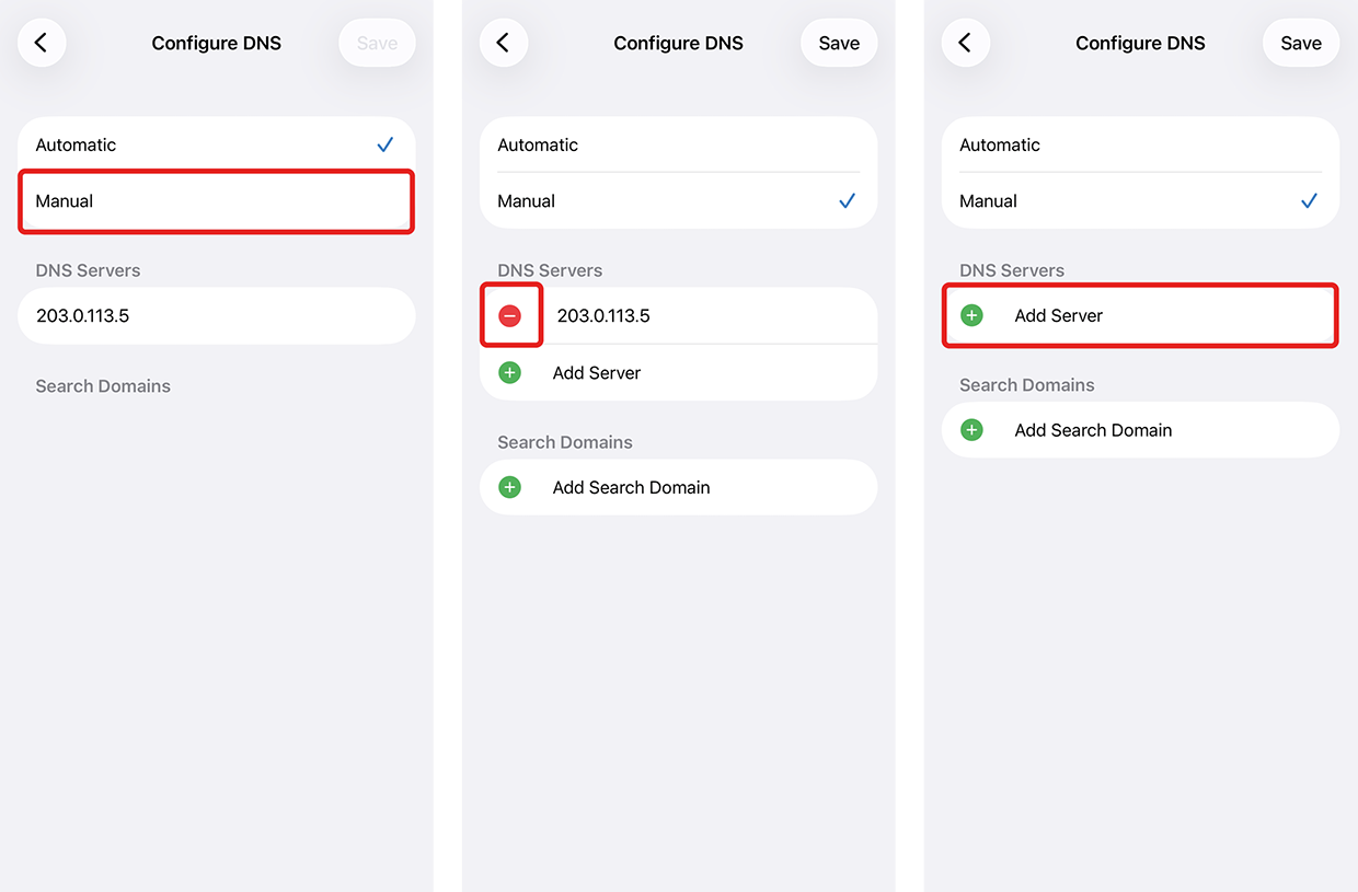 iOS Wi-Fi DNS Settings