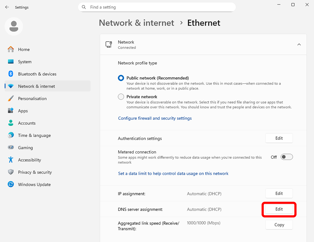 Windows DNS Settings